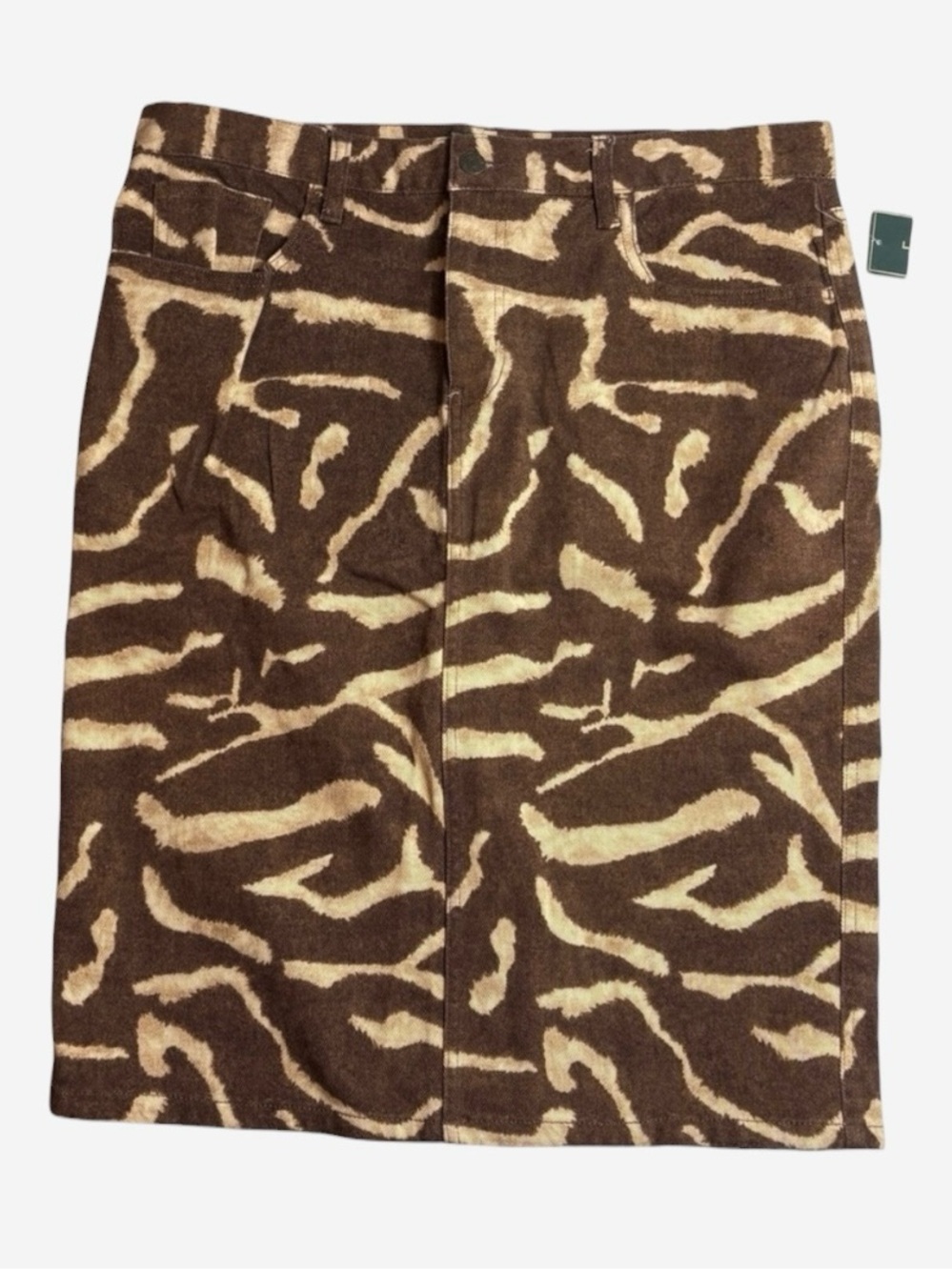 NEW Lauren Ralph Lauren Zebra Print Safari Skirt 12 Cotton Blend Stretch